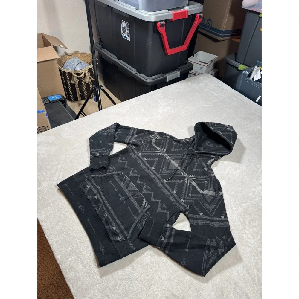 Polo Ralph Lauren Aztec Hoodid Pullover Size Small Black Cotton Soft